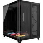 Corsair AIR 5400 LX-R LINK PC-Gehäuse, Mid-Tower mit Tempered Glass, 3x 120-mm RGB-Lüftern, schwarz, optimales Kühlsystem und USB-C Anschluss