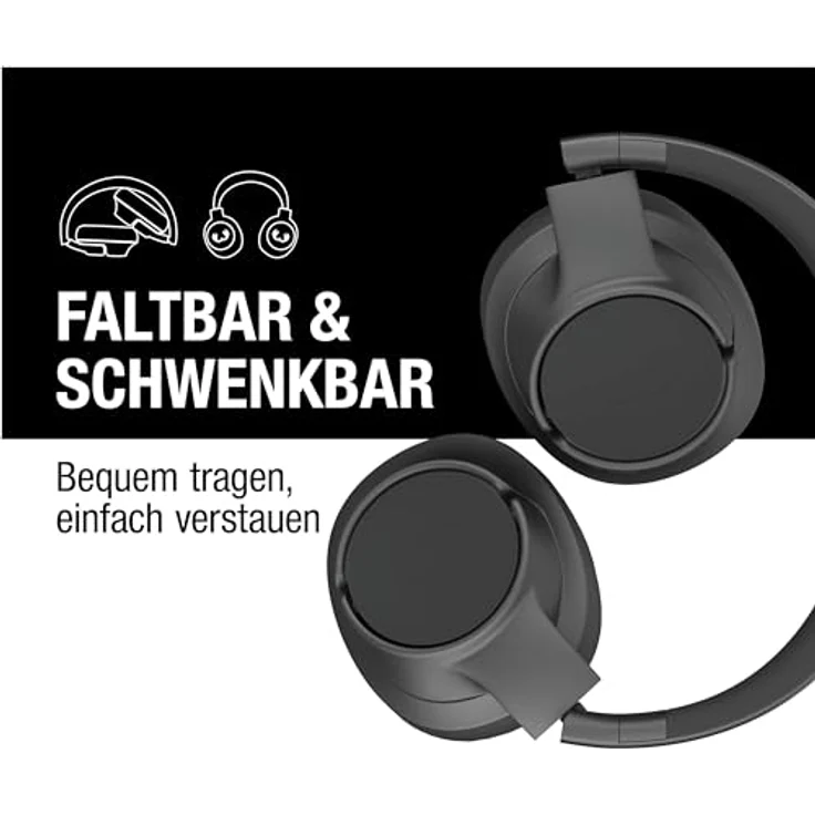 Fresh 'n Rebel Clam Core Bluetooth kopfhörer Over Ear mit ENC-Mikrofon (perfekte Anrufe), Kabellose kopfhörer mit Lautstärkeregler und Tasten für Wiedergabe/Pause, 45h Spielzeit (Schwarz) – Bild 3