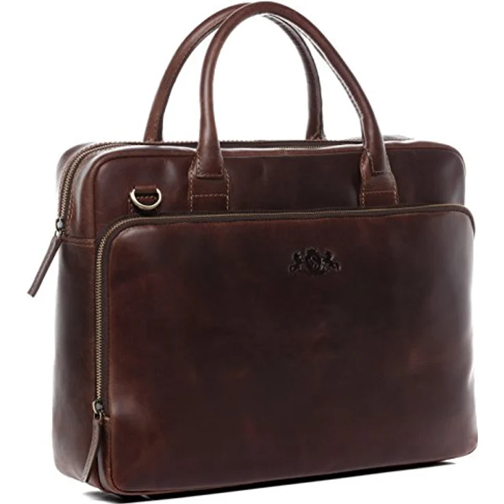 SID & VAIN Laptoptasche Ryan aus Premium Leder I Business-Tasche XL groß für Herren und Damen 15 Zoll Laptop-Fach I Umhängetasche Aktentasche braun handgefertigt – Bild 1