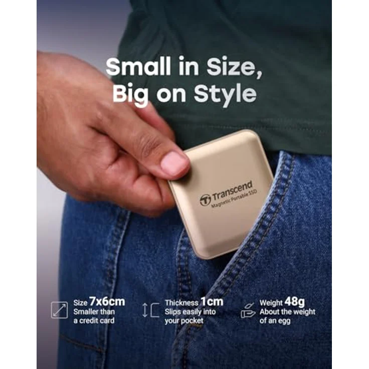 Transcend ESD420, Externe SSD mit 1 TB Speicher, Grau, ultraschnelle Übertragungsgeschwindigkeit bis zu 20 Gbps, kompatibel mit MagSafe iPhone-Modellen – Bild 5