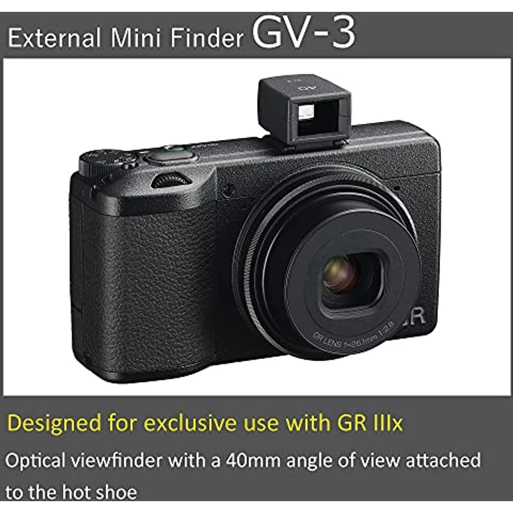 Ricoh Externer Mini-Sucher GV-3 Kompatible Modelle: Ricoh GR IIIx Optischer Sucher mit 40 mm Bildwinkel, der auf dem Blitzschuh befestigt Wird Sichtfeld ca. 85% 37828 – Bild 3