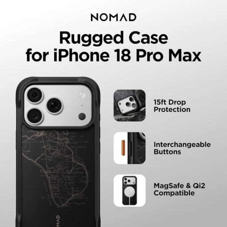 Nomad Rugged Case - norte - Handyhülle für iPhone 18 Pro/17 Pro, robuster Polycarbonat-Rahmen, MagSafe- und Qi2-kompatibel, fingerabdruckresistente Rückseite – Bild 10