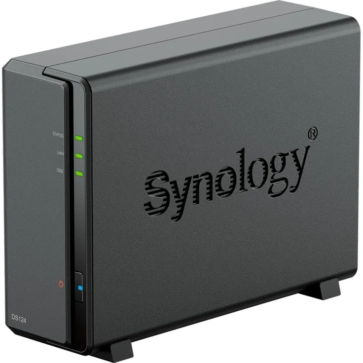Synology Disk Station DS124, 1-Bay NAS-Server mit Realtek Quad-Core-Prozessor, 1 GB RAM, Gigabit Ethernet, kompaktes Gehäuse