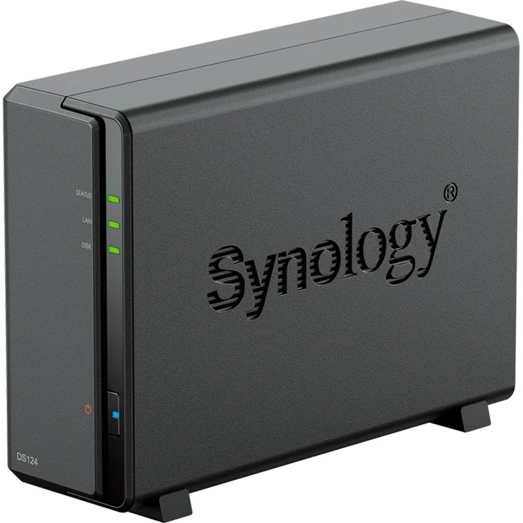 Synology Disk Station DS124, 1-Bay NAS-Server mit Realtek Quad-Core-Prozessor, 1 GB RAM, Gigabit Ethernet, kompaktes Gehäuse