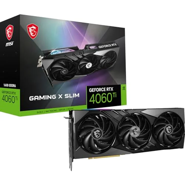 MSI GeForce RTX 4060 Ti Gaming X Slim 16G Grafikkarte - NVIDIA RTX 4060 Ti, 16GB GDDR6 Speicher, 18Gbps, PCIe 4.0, Twin Frozr 9, RGB, DLSS3 – Bild 1