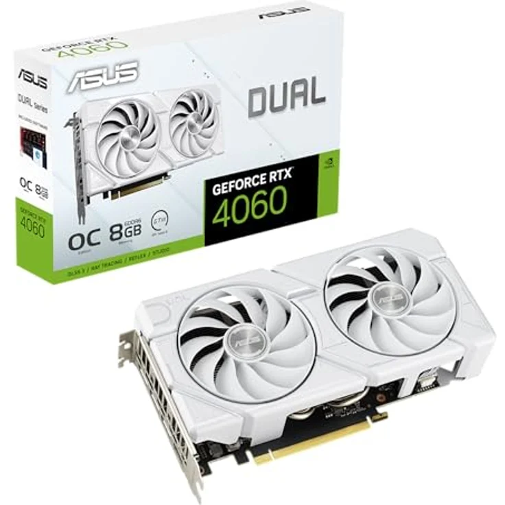 ASUS Dual GeForce RTX 4060 EVO White OC Edition 8GB Gaming Grafikkarte weiß (DLSS3, 246 AI Tops, Raytracing, PCIe 4.0) – Bild 1