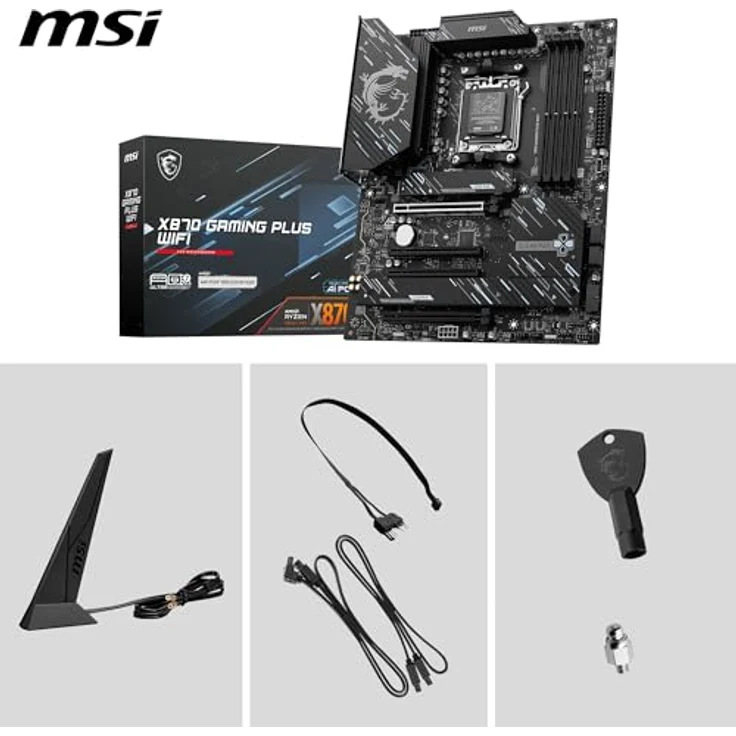 MSI X870 Gaming Plus WiFi Mainboard, ATX - Unterstützt AMD Ryzen 9000/8000/7000 Prozessoren, DDR5 8200+MT/s (OC), PCIe 5.0 x16 & 4.0 x16, M.2 Gen5, Wi-Fi 7, 5G LAN – Bild 2