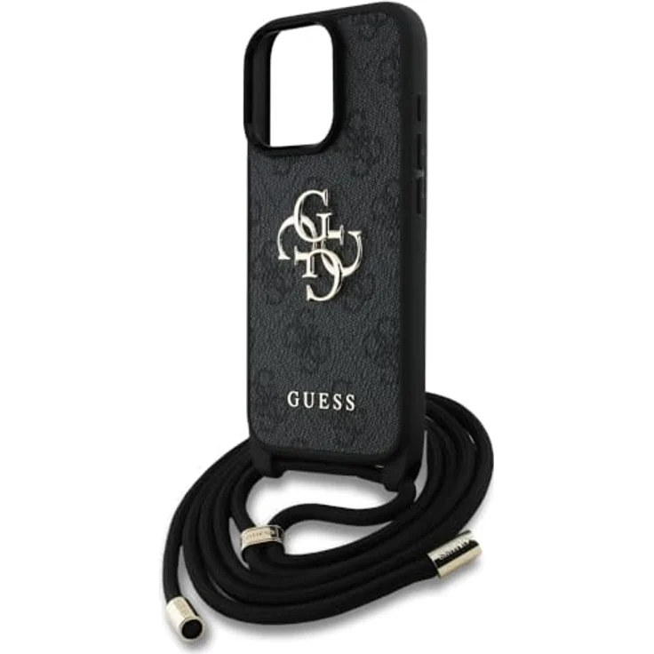 CG MOBILE Guess 4G Big Logo Cord Stap Crossbody Hülle für iPhone 16 Pro, TPU/PC/Öko-Leder, Schwarz – Bild 5