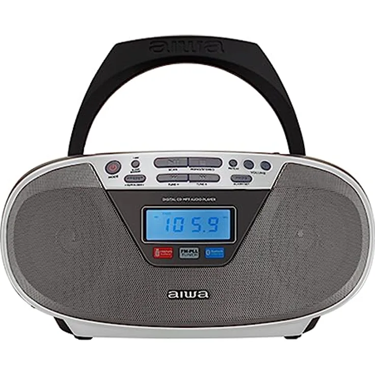 Aiwa BBTU-400SL: Tragbares CD-Radio mit Bluetooth und USB, Farbdisplay, RDS, FM PLL, Weckerfunktion, Silber