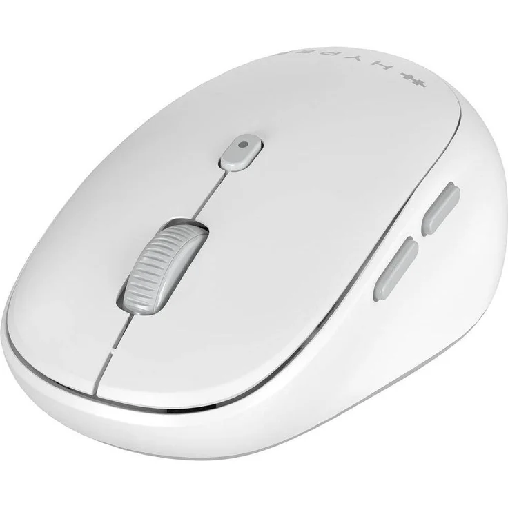Hyper HyperSpace Next Bluetooth Maus, kabellos, antimikrobieller Schutz, grau-weiß, ergonomisches Design, 85 % recycelte Materialien