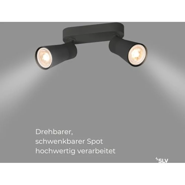 SLV PURI 2.0 CONE, Deckenleuchte, Wandleuchte, Schwarz, Flexibel dreh- und schwenkbar, reduzierter industrieller Look, einheitliches Erscheinungsbild – Bild 2