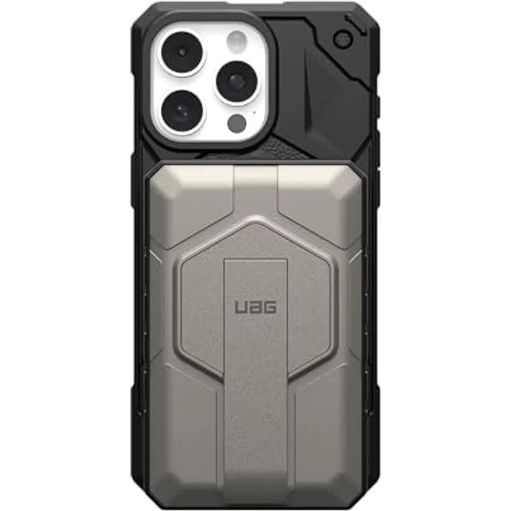 URBAN ARMOR GEAR Rugged Powerbank magnetisch (10.000 mAh, Integrierter Ständer, IPX6 wasserdicht) Schwarz / Titan – Bild 3