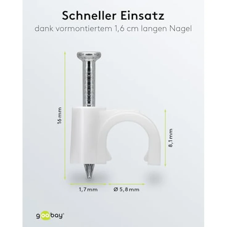 Goobay 17078 Kabelschelle für Kabel mit Kabeldurchmesser bis max. 6,0 mm weiß (100 Stück) - Preisvergleich – Bild 3