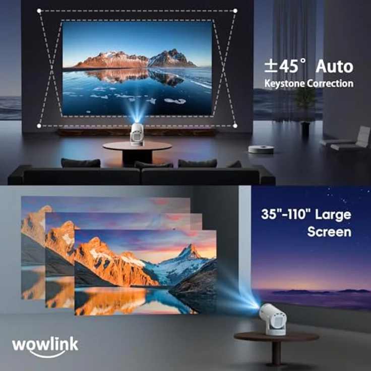 wowlink W210 Mini Beamer, 4K Smart Projektor mit 1080P FHD, WiFi 6, Bluetooth 5.4, Auto Keystone Korrektur, tragbar, leichtes Gewicht, weiß – Bild 6