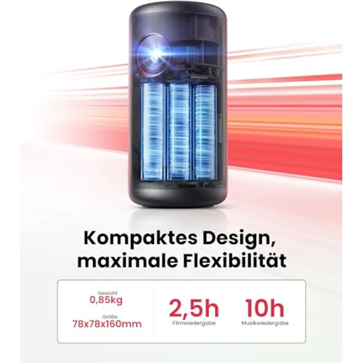 NEBULA Capsule3 Mini Beamer, Smart Projektor, 1080p, WLAN, 200 ANSI-Lumen, Tragbarer Beamer mit GTV, Netflix Vorinstalliert, Dolby Digital, 120-Zoll Bild, integrierter Akku, 2,5 Stunden Spielzeit – Bild 5