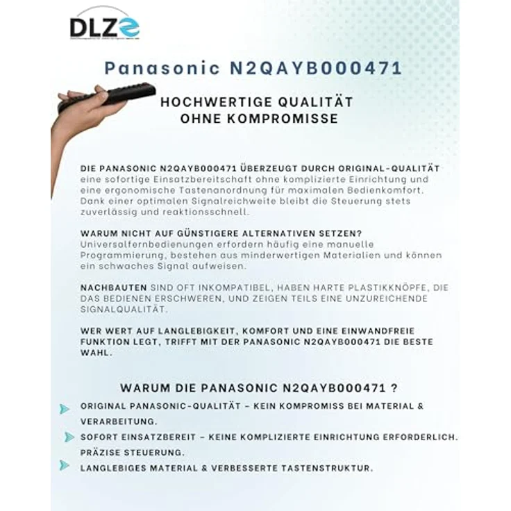 Panasonic N2QAYB000471, Original-Fernbedienung für Viera TVs, sofort einsatzbereit, ergonomisches Design, zuverlässige Signalübertragung – Bild 5