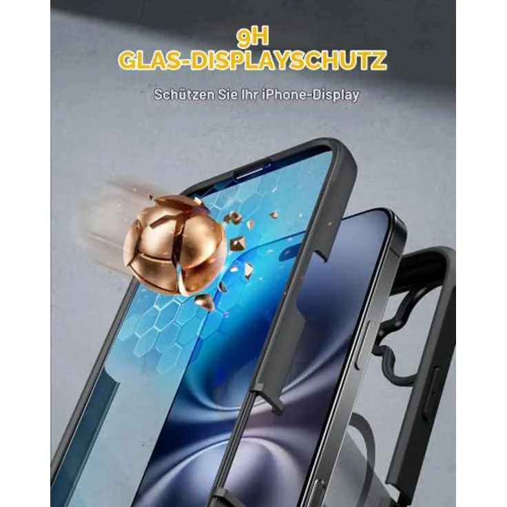 Miracase 360 Grad iPhone 16 Plus Hülle mit Magsafe, Komplettschutz, Magnetisch, Stoßfest, Eingebauter 9H Glas Displayschutz, 6,7 Zoll, Schwarz – Bild 4