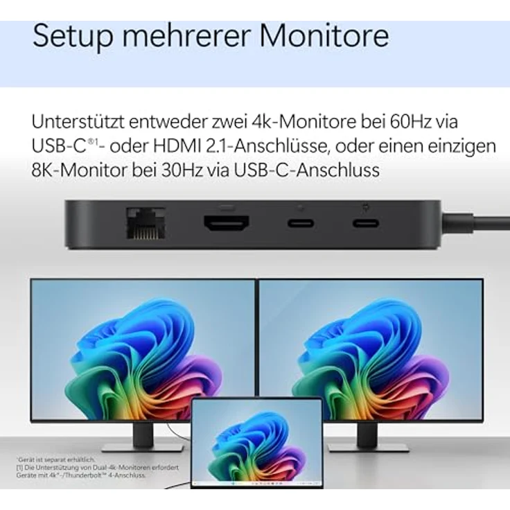 Microsoft Surface USB4 Dock - USB4 - 100 W - 1000 Mbit/s - Schwarz - 60 Hz – Bild 3