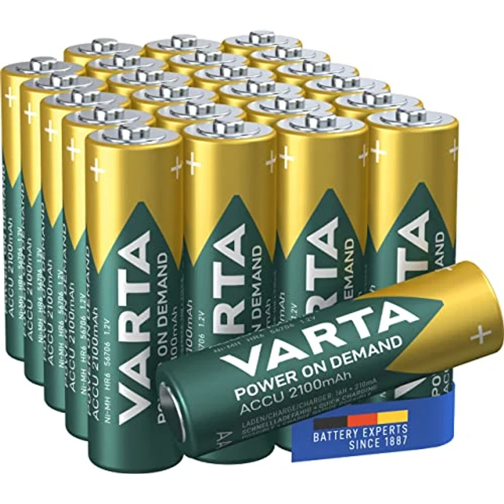 VARTA Batterien AA, wiederaufladbar, 24 Stück, Akku, Power on Demand, 2100 mAh Ni-MH, vorgeladen, sofort einsatzbereit  – Bild 1