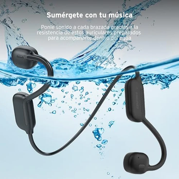 Head Bone Conduction Earphones, kabellose Kopfhörer mit IPX8 wasserdicht, Bluetooth 5.3, leichtes Design - Schwarz – Bild 6