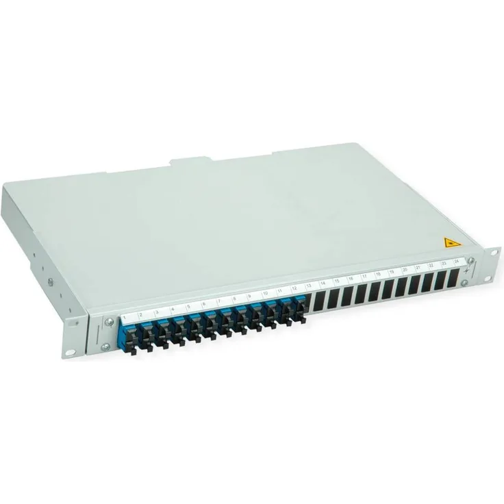 Telegärtner BASIS V LWL-Panel, 1HE mit 12 SC Duplex Kupplungen, blau, OS2/P