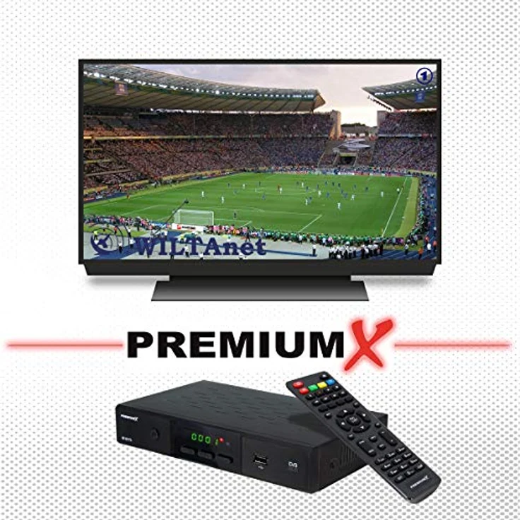 PremiumX Camping Satelliten-Komplettanlage, 45cm Hellgrau, mit Single LNB, HD TV Receiver und Dreibein-Stativ – Bild 2