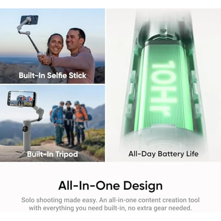 Insta360 Flow 2 AI Tracker Bundle, Smartphone Gimbal mit 10 Stunden Akkulaufzeit, Grau – Bild 3