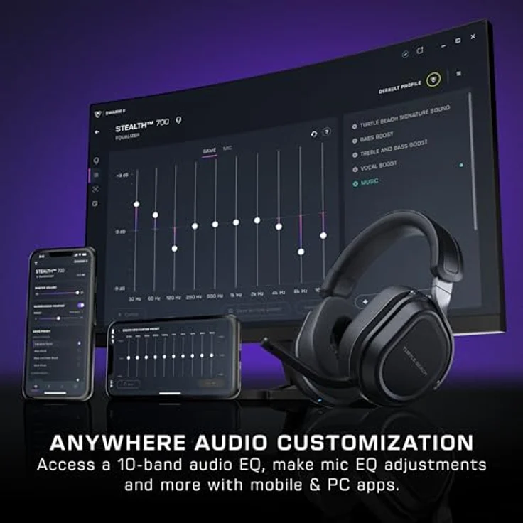 TURTLE BEACH Stealth 700 Gen 3 PS, kabelloses Over-ear Gaming-Headset mit 80 Stunden Akkulaufzeit und K.I.-Noise Reduction, schwarz – Bild 3