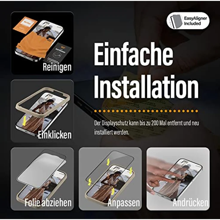 PanzerGlass™ 3-in-1 Schutz-Set für Apple iPhone 14 Pro Klare Bildschirmschutzfolie Apple iPhone 14 Pro Kratzresistent Schockresistent Antibakteriell Transparent 1 Stück(e) (B0402+2784) – Bild 6