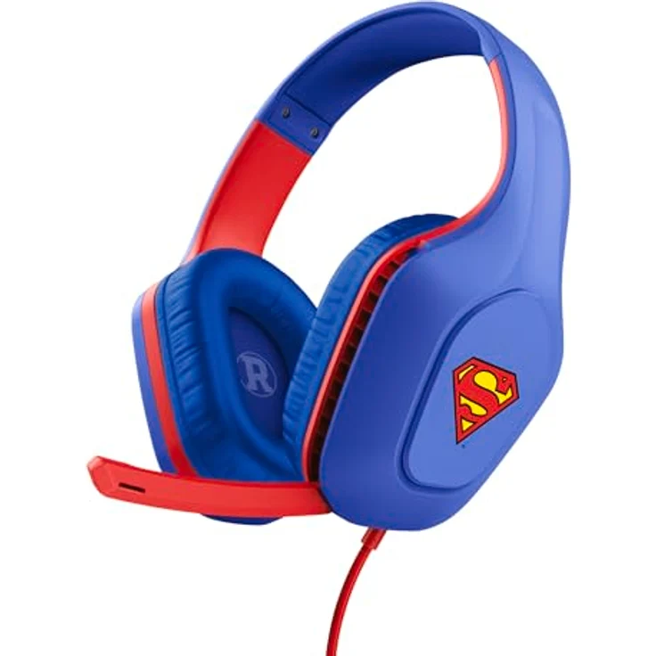 Trust Gaming GXTrust 415SM Zirox Superman Gaming Headset, multiplattformkompatibel mit 50mm Treiber, 2m Kabel, 3,5mm Audioanschluss, Over-Ear Design, Blau/Rot – Bild 1
