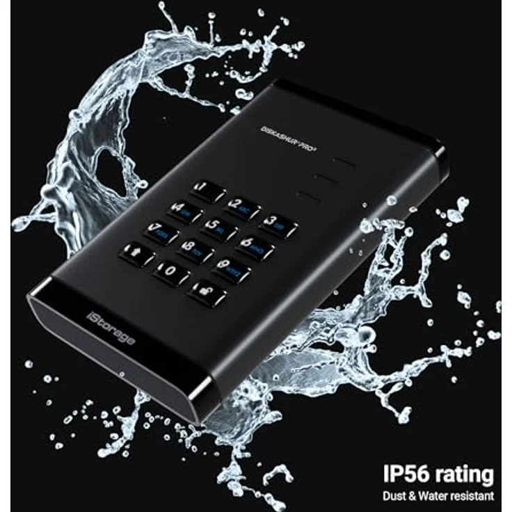 iStorage diskAshur PRO3 SSD 2 TB - FIPS Level 3 zertifiziert - passwortgeschützt - staub-/wasserdicht - Hardware-Verschlüsselung – Bild 3