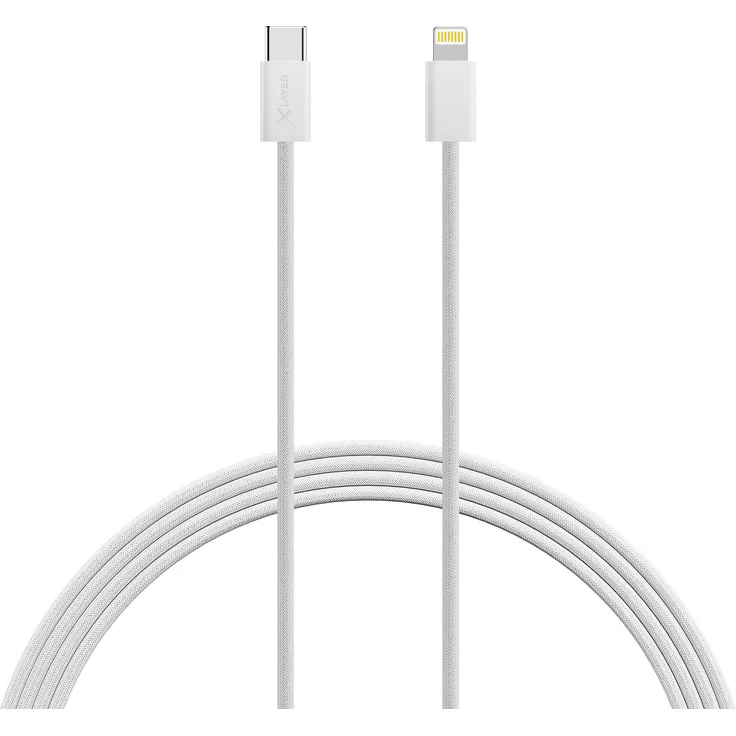 Xlayer Feingewebtes Apple Kabel USB-C auf Lightning, 2 Meter, robust mit Textilummantelung und Metallsteckern