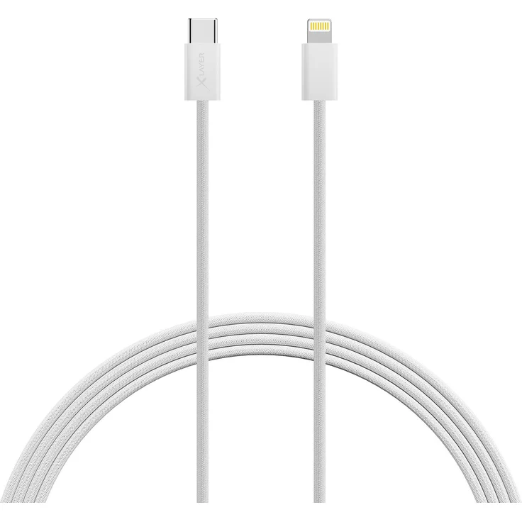 Xlayer Feingewebtes Apple Kabel USB-C auf Lightning, 2 Meter, robust mit Textilummantelung und Metallsteckern