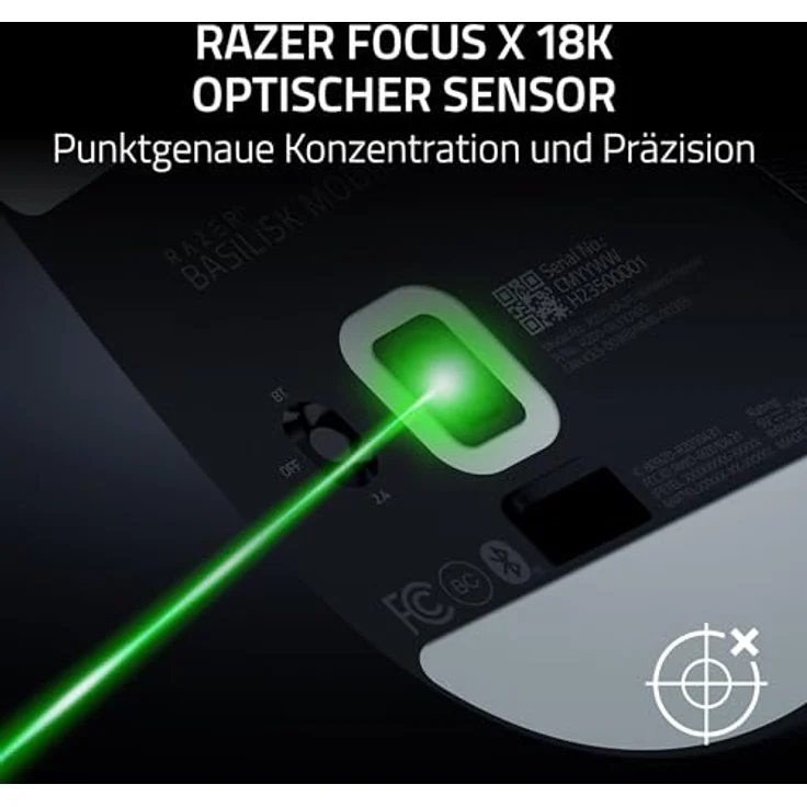 Razer Basilisk Mobile, Ergonomische kabellose Gaming-Maus mit Focus X 18K Sensor, Tri-Mode-Konnektivität, bis zu 105 Stunden Akkulaufzeit, Schwarz – Bild 5