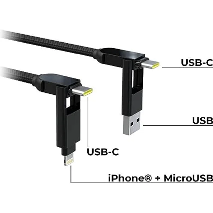 Rolling Square inCharge XL 30 cm, Ladekabel, USB/Mikro-USB/Lightning, schwarz – Bild 2