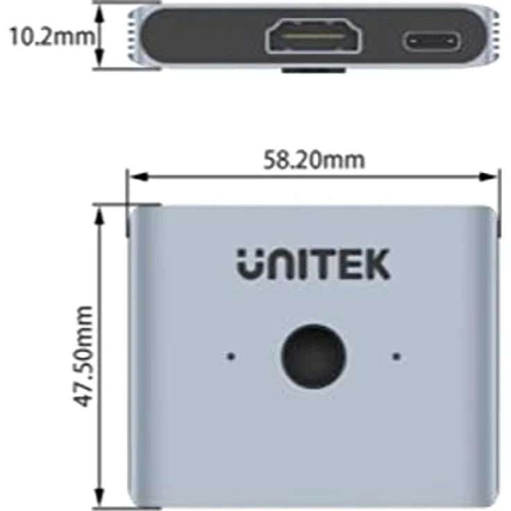 Unitek Bi-direktionaler HDMI 2.1 8K 2na1 Schalter | V1163A | Ein-Tasten-Schalter | Aluminiumgehäuse | Farbe: Space Grau | Unterstützt Auflösungen bis zu 8K@60Hz oder 4K@120Hz – Bild 4