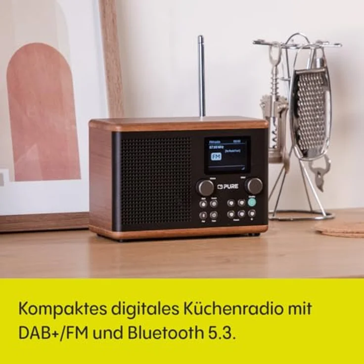 Pure Classic H4 Digitales Küchenradio (DAB+/FM, Bluetooth, USB, AUX, Küchentimer, Wecker), Coffee Black/Walnut – Bild 2