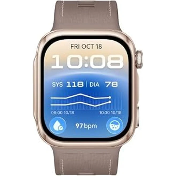 Huawei Watch D3 Gold, Smartwatch mit braunem Armband und hochwertigem Design – Bild 1
