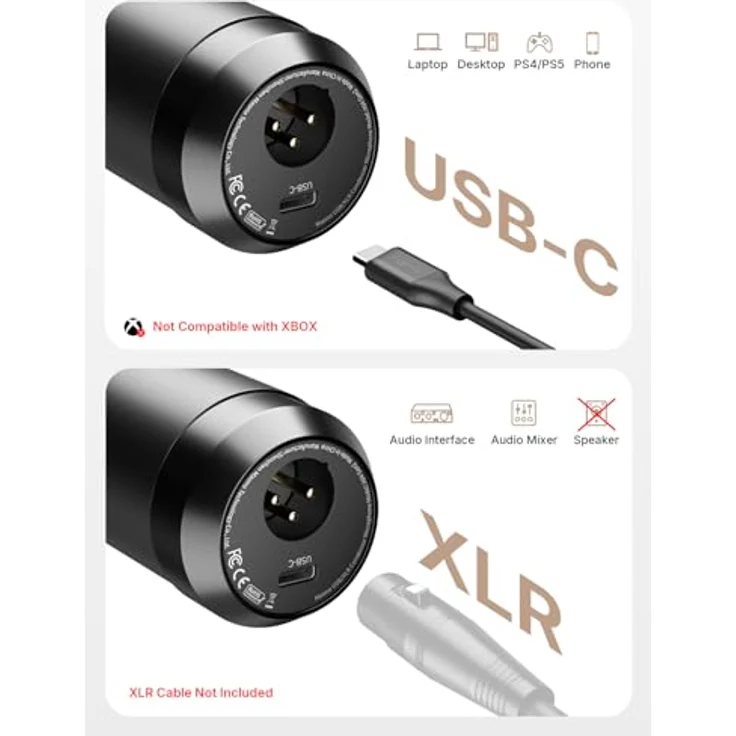 MAONO A04 Gen2 XLR/USB-Kondensatormikrofon, 192 kHz/24 Bit, Nierencharakteristik, Metallmikrofon-Kit mit Software für PC, Podcasts, Streaming, Aufnahme-Setup – Bild 3