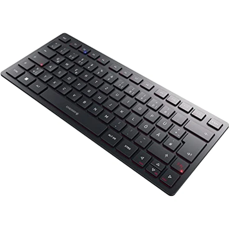 CHERRY KW 9200 Mini, kompakte Multi-Device-Tastatur für bis zu 4 Endgeräte, Deutsches Layout (QWERTZ), wahlweise Verbindung per Bluetooth®, Funk oder Kabel, wiederaufladbar, schwarz – Bild 2