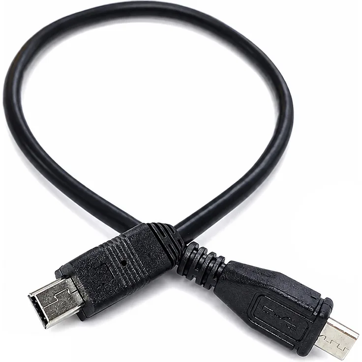 Bolwins K11 Mini USB 5-Pin auf Micro USB-B Kabel, 30cm Adapter für Datenübertragung und Laden, Schwarz
