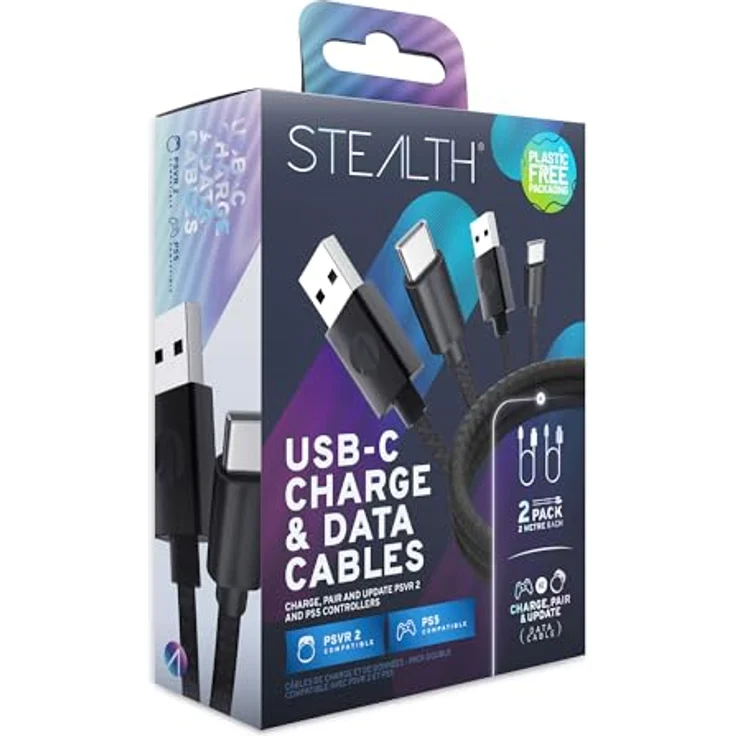 USB-C Lade & Data Kabel Twin Pack für PS VR2 (2x 2m) – Bild 1