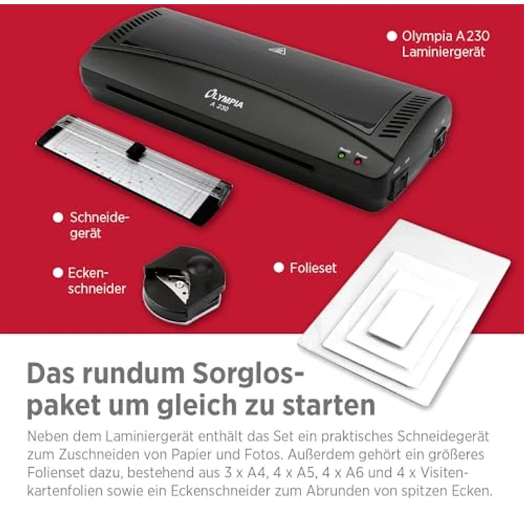 Olympia 4 in 1 Set A 230 Laminierset für A4, schwarz – Bild 6