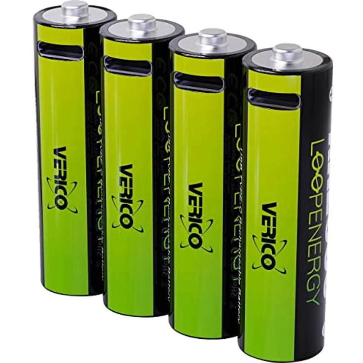 VERICO LoopEnergy AA 2550 Wiederaufladbare USB-C Batterie AA 1,5V 2550mWh (1700mAh) Li-Ion, Schnellladung via USB-C Anschluss in ca. 2 Stunden, 4X AA, Farbe: Grün – Bild 2