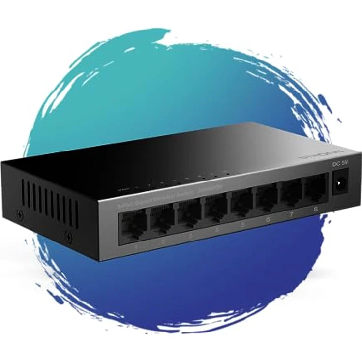 STRONG SW8000M in Metall | 8-Port Gigabit Desktop Switch | Tisch- und Wandmontage | Ideal für schnelle LAN-Verbindungen | optimiert Datenverkehr | lüfterlos | Netzwerkerweiterung | schwarz – Bild 1
