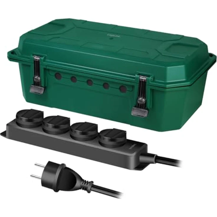 LogiLink LOGILINK Kabelschutzbox LPS284, 4-fach Steckdosenleiste, IP54, grün – Bild 2