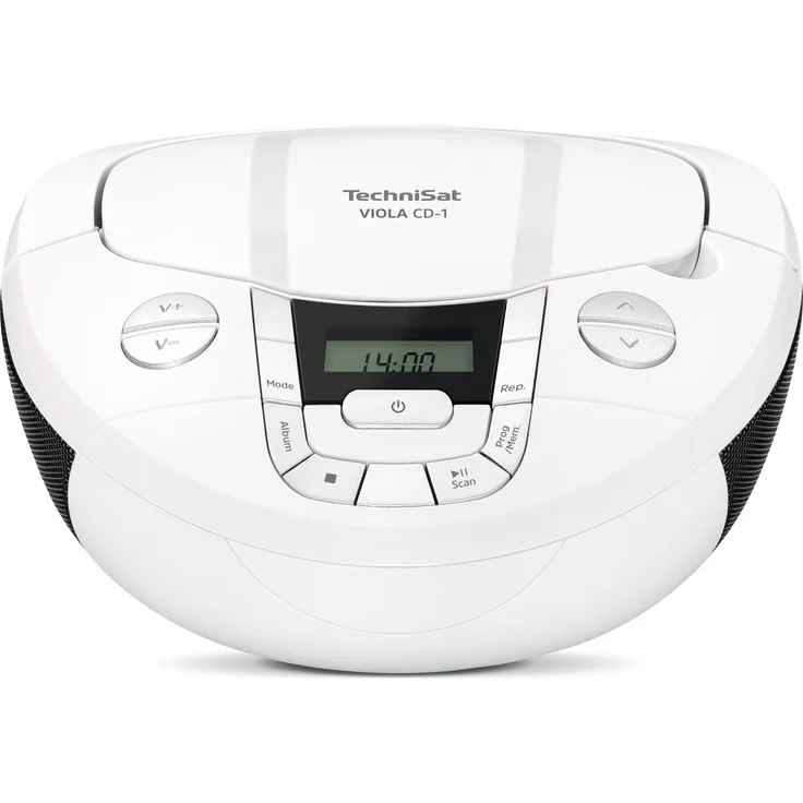 TechniSat Viola CD-1 - tragbarer Stereo CD-Player, Boombox mit Tragegriff (Netz- und Batteriebetrieb, UKW, Bluetooth, 2 x 1 Watt)