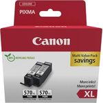 Canon PGI-570BK XL Doppelpack, schwarze Tintenpatrone mit hoher Druckleistung (2-tlg)