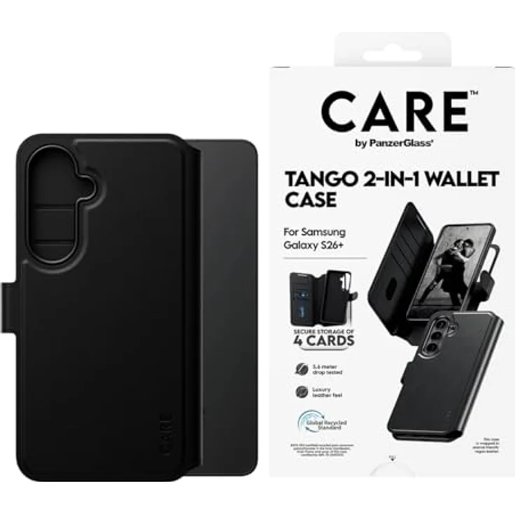Care™ by PanzerGlass® Case Tango 2-in-1 Wallet für Samsung Galaxy S26+, stoßfest, luxuriöses Ledergefühl, bis 2,4 Meter Fallhöhe getestet, FSC-zertifizierte Verpackung – Bild 2