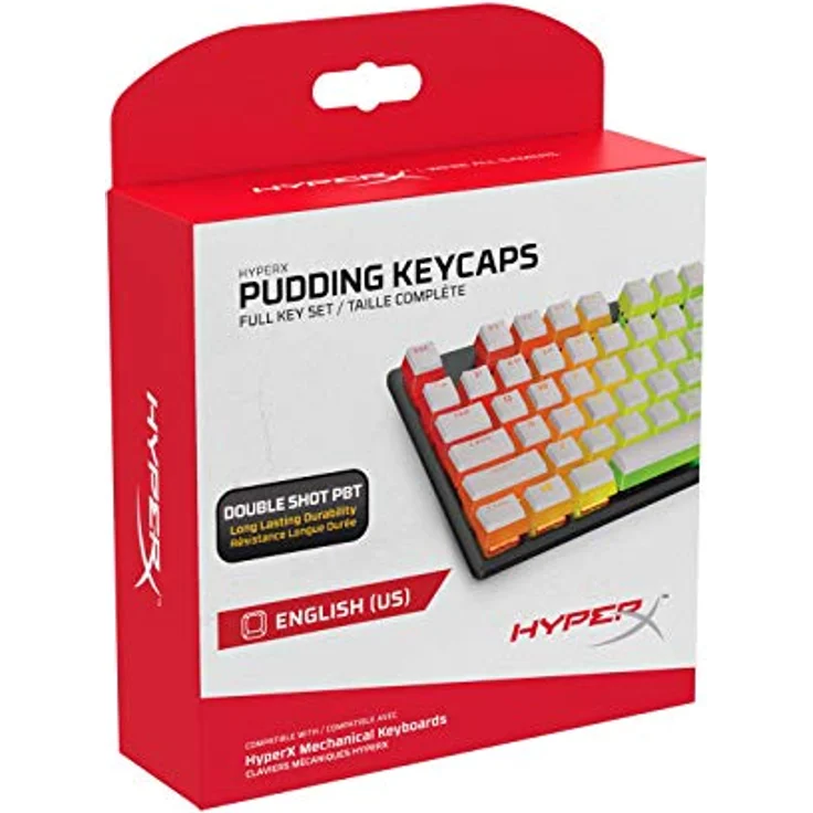 HyperX Pudding Keycaps – Vollständiger Tastensatz – PBT – Weiß – Transparentes Design, Hintergrundbeleuchtet, OEM Profil – Bild 1